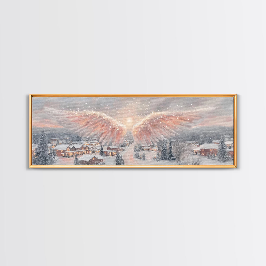 Angel Of Peace – Framed Canvas Print – Christian Wall Art – Panoramic Frame – Christian Art Print – Christmas Art – Christian Decorations