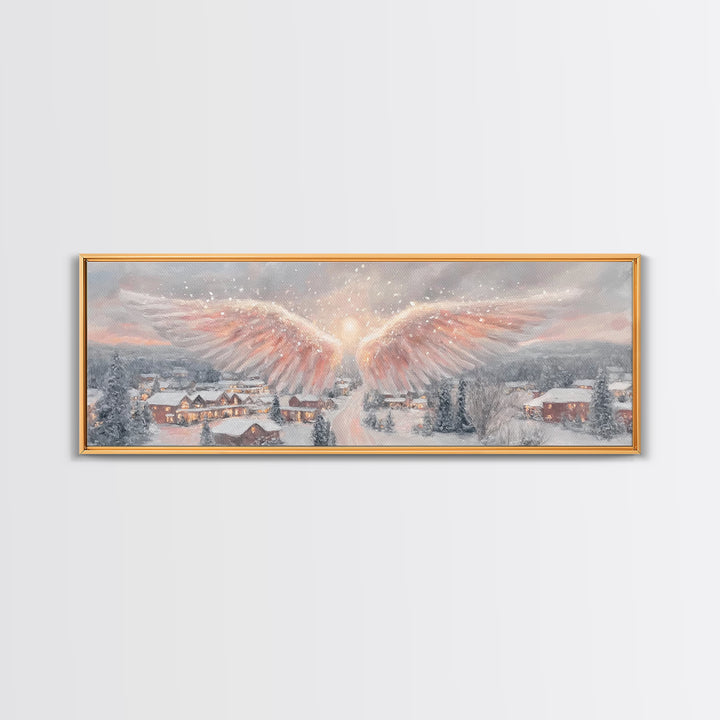 Angel Of Peace – Framed Canvas Print – Christian Wall Art – Panoramic Frame – Christian Art Print – Christmas Art – Christian Decorations