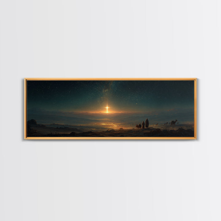 Eternal Dawn Cross – Framed Canvas Print – Panoramic Art – Christian Wall Art – Christmas Art – Christian Art Canvas – Christian Christmas