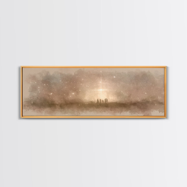 Radiant Bethlehem Sky | Framed Canvas Print | Christian Art Canvas | Panoramic Art | Christmas Art | Christian Wall Art | Christian Christm