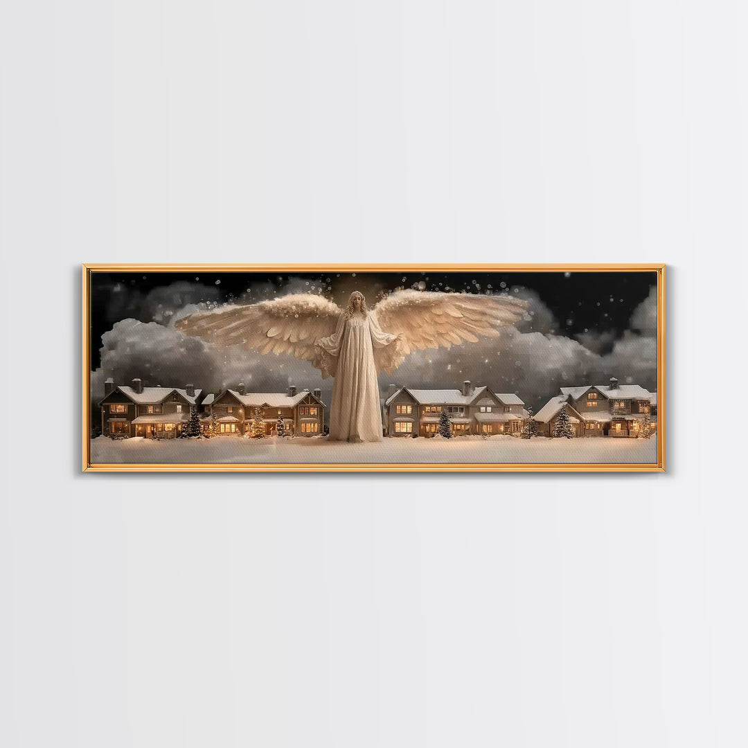 Wings Of Dawn, Framed Canvas Print, Christian Art Canvas, Panoramic Painting, Christmas Art, Christian Art Gift, Unique Christian Art
