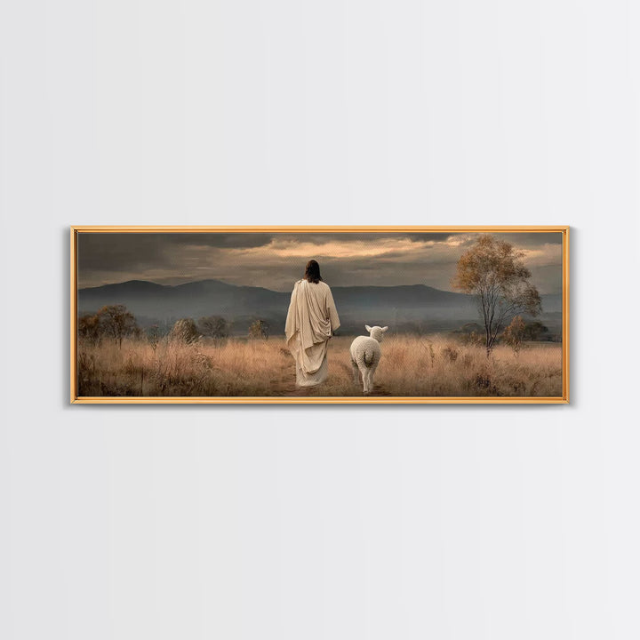 Hillside of Peace – Framed Canvas Print – Christian Art – Jesus Painting – Panoramic Art – Christian Wall Art – Christmas Art Print