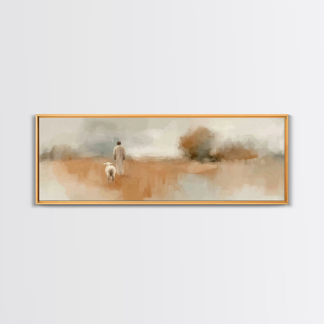 Soft Dawn Promise | Framed Canvas Print | Jesus Painting | Panoramic Painting | Christian Wall Art | Christian Art Canvas | Christmas Art