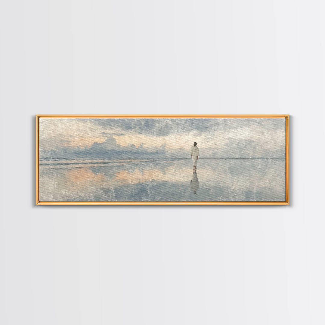 Heaven’s Gentle Light – Framed Canvas Print – Christian Art Canvas – Christian Wall Art – Panoramic Art – Jesus Painting – Christmas Art