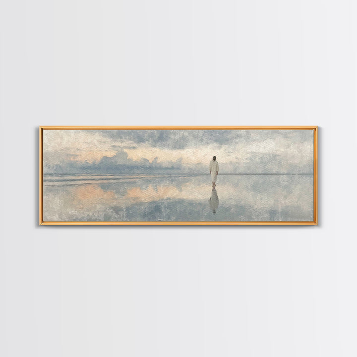 Heaven’s Gentle Light – Framed Canvas Print – Christian Art Canvas – Christian Wall Art – Panoramic Art – Jesus Painting – Christmas Art
