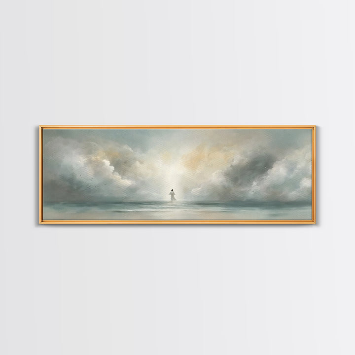 Harbor Of Calling, Framed Canvas Print, Christian Art Canvas, Christian Wall Art, Panoramic Wall Art, Jesus Painting, Christmas Art
