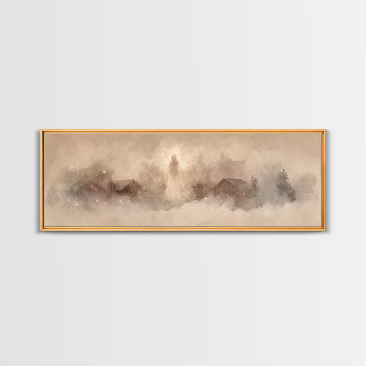 Heavenly Guardian | Framed Canvas Print | Christian Wall Art | Panoramic Art | Christian Art Canvas | Christmas Art | Christian Decor For H