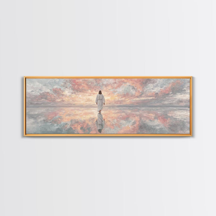 Heaven’s Gentle Dawn | Framed Canvas Print | Panoramic Painting | Christian Art Canvas | Jesus Painting | Christian Wall Art | Christmas Ar