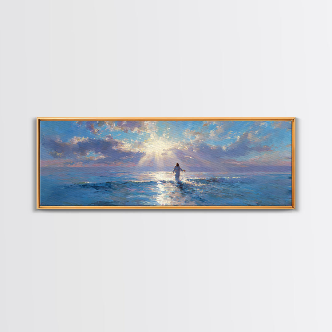 Soft Horizon Blessing – Framed Canvas Print – Panoramic Frame – Christian Art Canvas – Christian Wall Art – Jesus Painting – Christmas Art