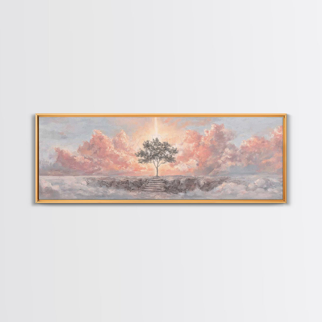 Radiant Ocean Glory | Framed Canvas Print | Panoramic Art | Christian Art Canvas | Jesus Painting | Christian Wall Art | Christmas Art