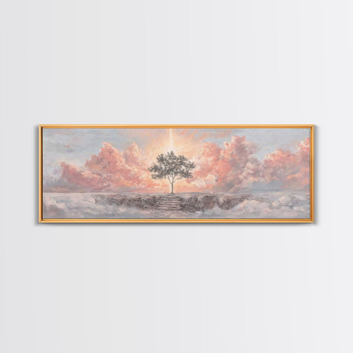 Radiant Ocean Glory | Framed Canvas Print | Panoramic Art | Christian Art Canvas | Jesus Painting | Christian Wall Art | Christmas Art