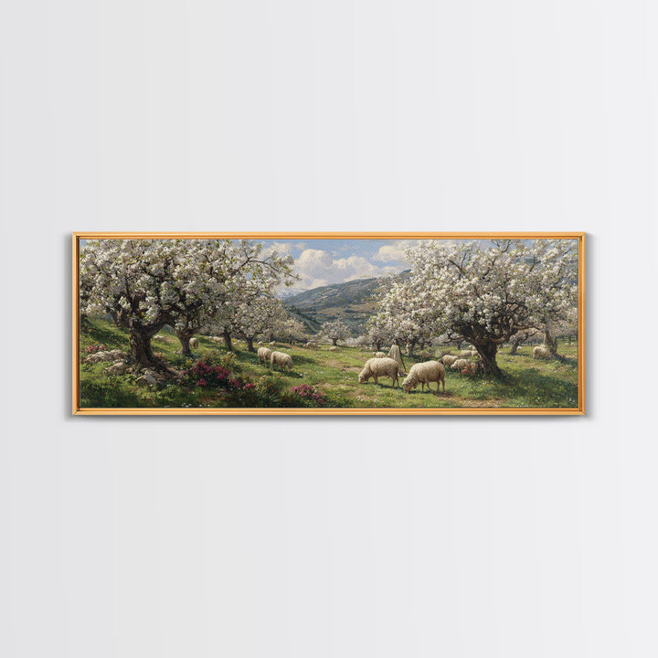 Heavenly Blossom Field – Framed Canvas Print – Christian Christmas Art – Panoramic Art – Christian Wall Art – Jesus Art Print – Christian C