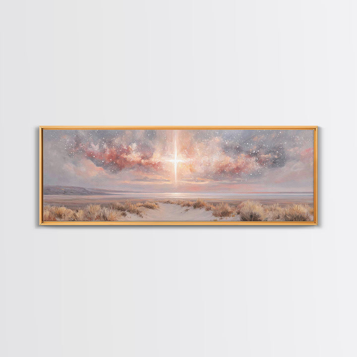 Desert Grace Light, Framed Canvas Print, Christian Art Canvas, Christian Wall Art, Panoramic Wall Art, Christmas Art, Christian Decor