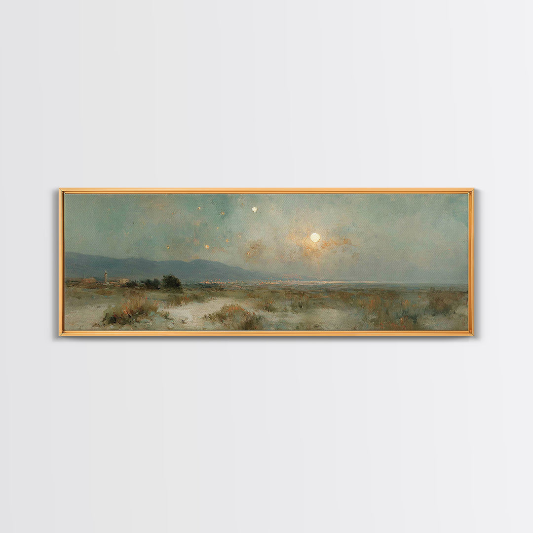 Holy Night Horizon – Framed Canvas Print – Christian Art – Christmas Wall Art – Panoramic Painting – Christian Decorations – Christian Art