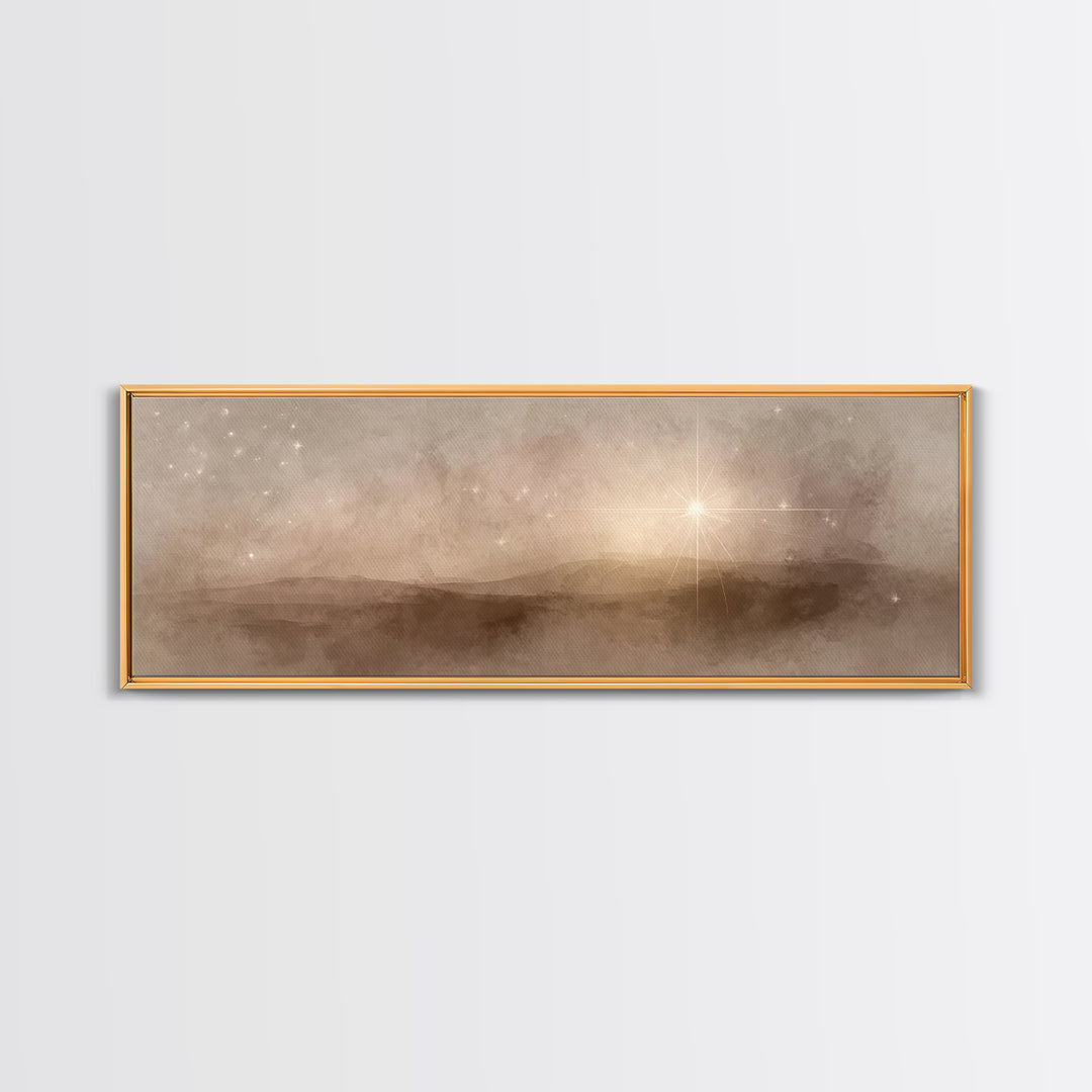Bethlehem Glow, Framed Canvas Print, Christian Christmas Art, Panoramic Art, Christian Art Canvas, Christmas Wall Art, Christian Decor For