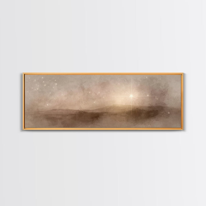 Bethlehem Glow, Framed Canvas Print, Christian Christmas Art, Panoramic Art, Christian Art Canvas, Christmas Wall Art, Christian Decor For