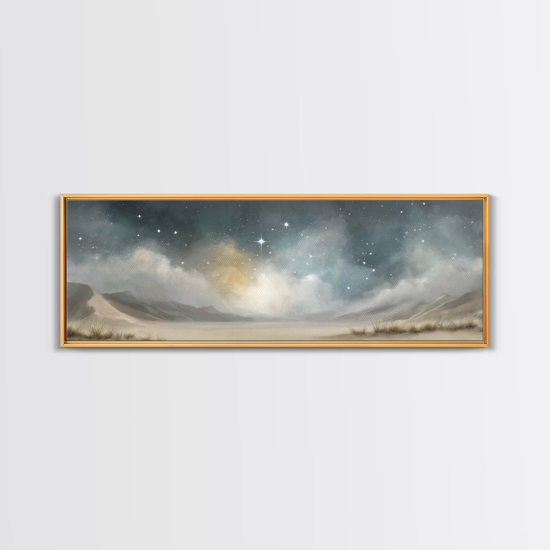 Sacred Star Rising | Framed Canvas Print | Christian Wall Art | Christmas Art | Panoramic Frame | Christian Art Print | Christian Gift Idea