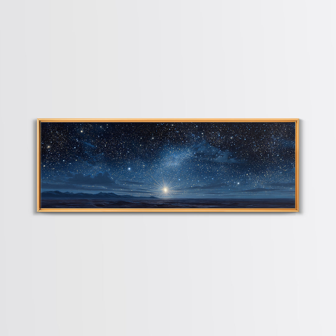 Night Of Wonder | Framed Canvas Print | Christian Christmas Art | Panoramic Art | Christian Art Canvas | Christmas Wall Art | Christian Dec
