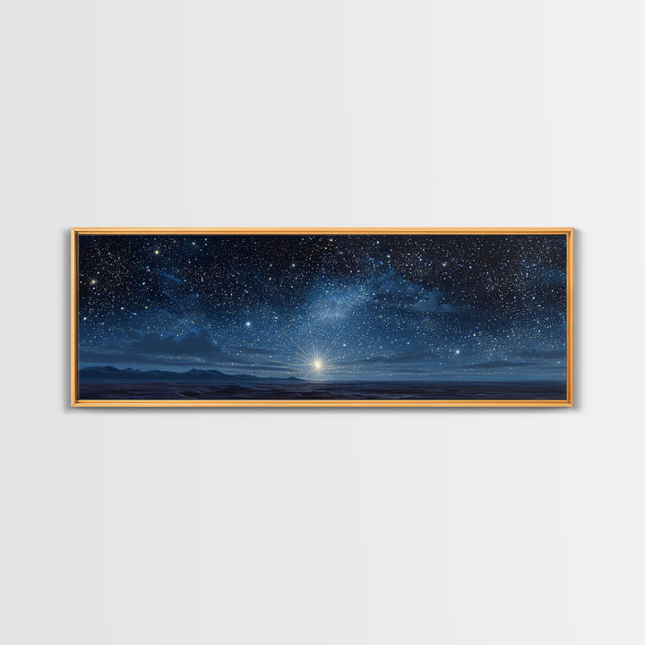 Night Of Wonder | Framed Canvas Print | Christian Christmas Art | Panoramic Art | Christian Art Canvas | Christmas Wall Art | Christian Dec