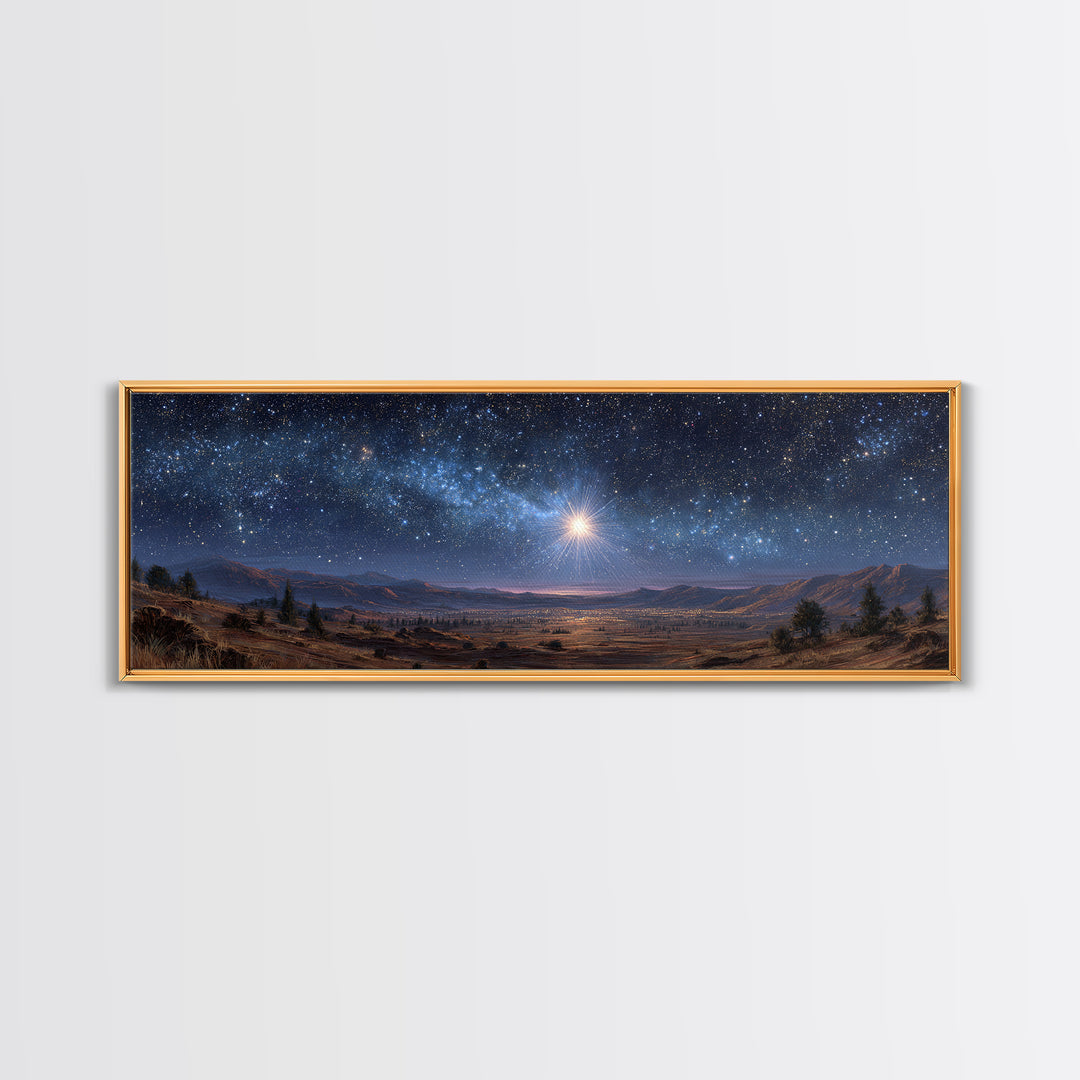 Heavenly Starland – Framed Canvas Print – Panoramic Painting – Christian Wall Art – Christian Christmas Art – Christian Art Canvas – Christ