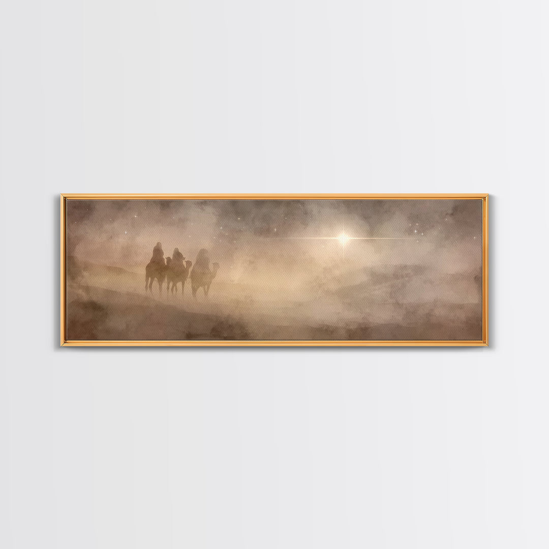 Radiant Dawn Path | Framed Canvas Print | Christian Art Canvas | Panoramic Painting | Christian Wall Art | Christmas Art | Jesus Painting |