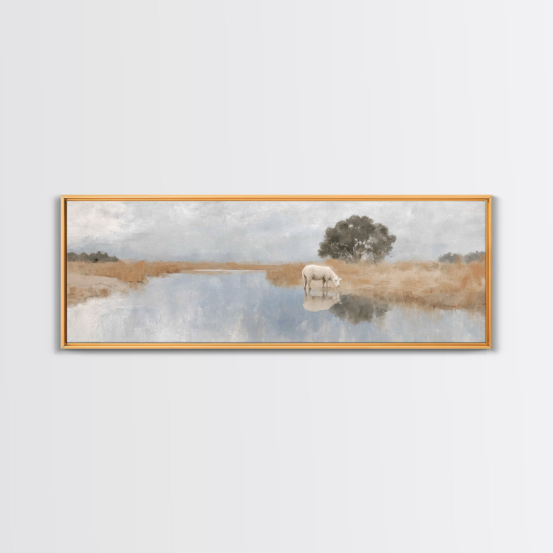 Shepherd’s Quiet Light | Framed Canvas Print | Christian Wall Art | Panoramic Art | Christian Art Canvas | Christmas Art | Jesus Painting |