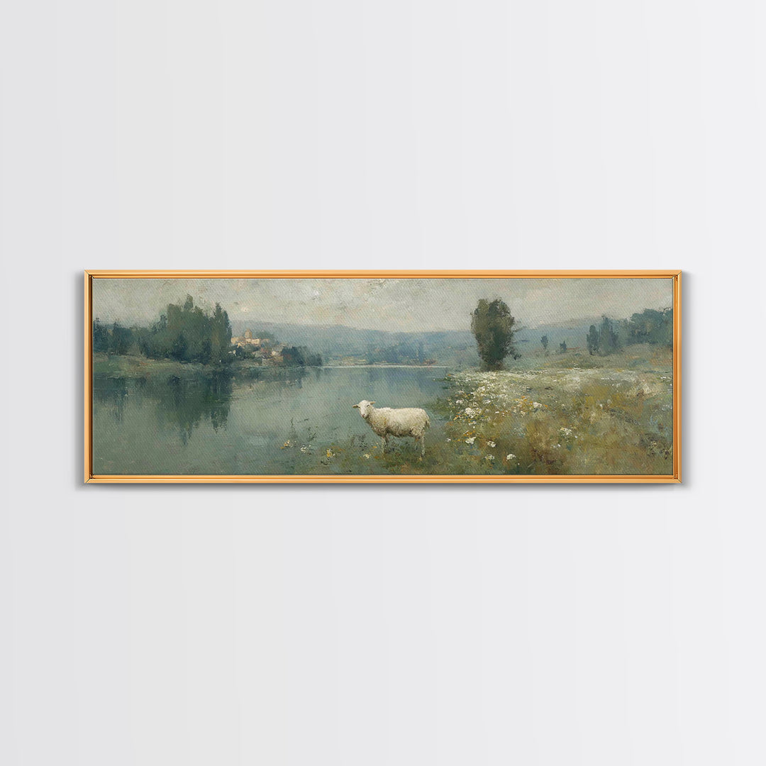 Pasture Of Grace, Framed Canvas Print, Panoramic Frame, Christian Art, Christian Wall Art, Christian Art Canvas, Christian Gift, Christian