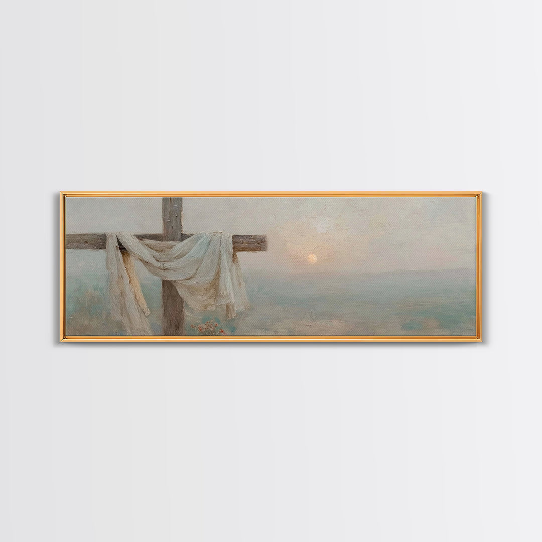 Risen Hope Cross, Framed Canvas Print, Panoramic Art, Christian Wall Art, Christian Art Canvas, Christian Art, Christian Gift, Christian Pa