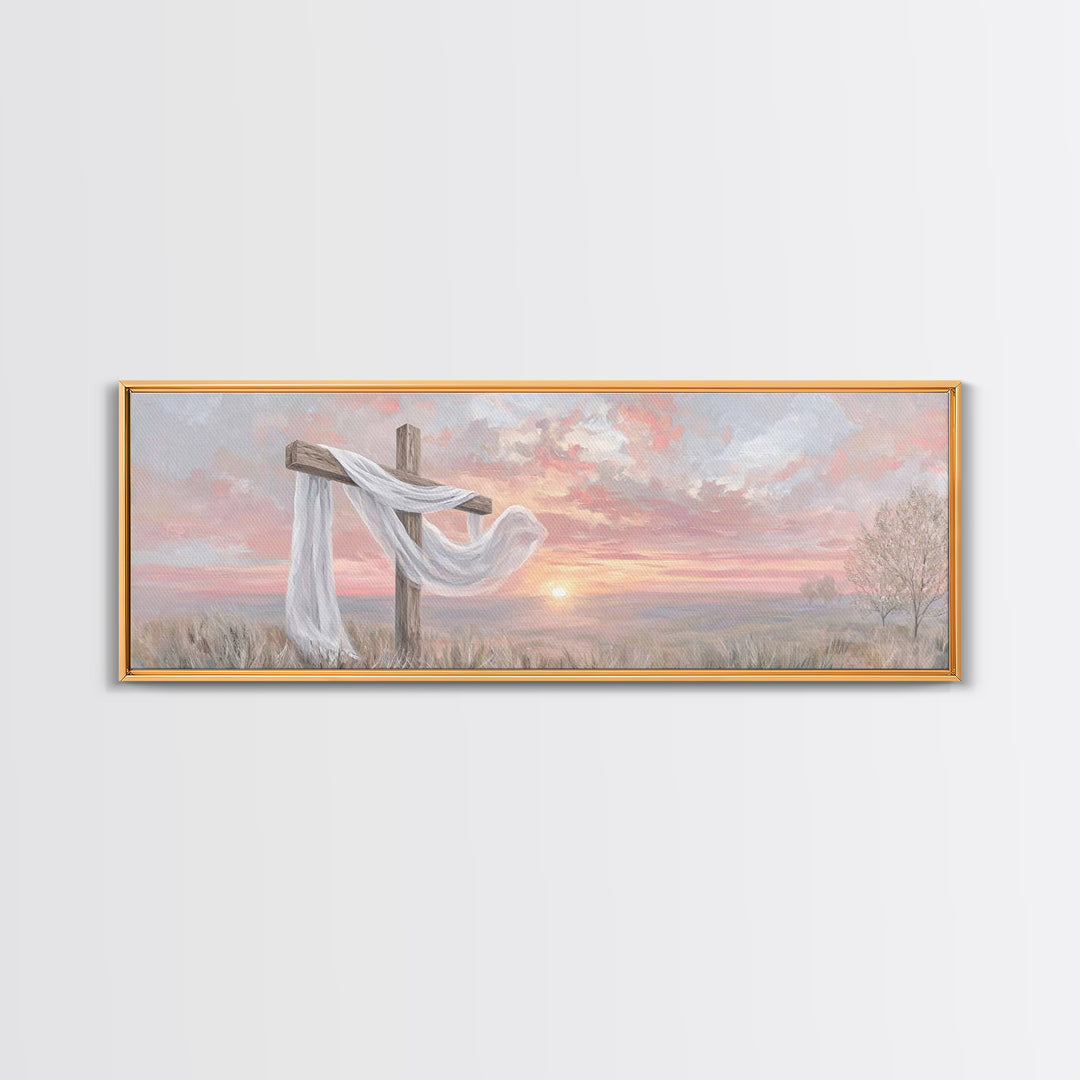Easter Dawn Promise | Framed Canvas Print | Panoramic Print | Christian Art | Christian Art Canvas | Christian Wall Art | Christian Gift |