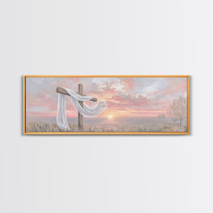 Easter Dawn Promise | Framed Canvas Print | Panoramic Print | Christian Art | Christian Art Canvas | Christian Wall Art | Christian Gift |
