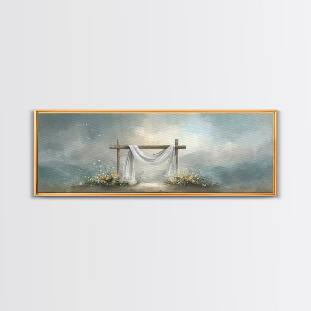 Dawn Of Mercy – Framed Canvas Print – Panoramic Wall Art – Christian Wall Art – Christian Art Canvas – Jesus Painting – Christian Decor