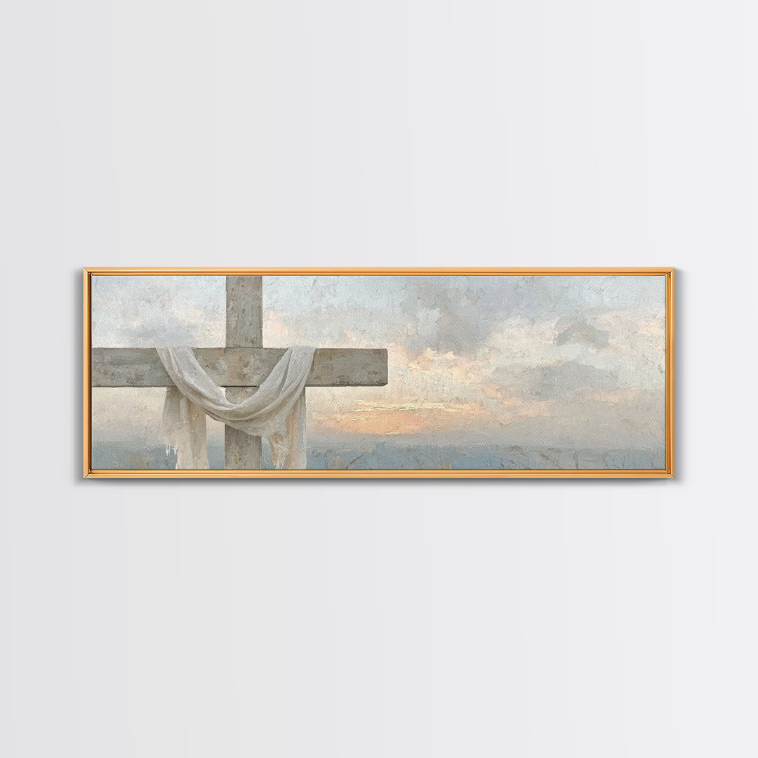 Grace In Bloom, Framed Canvas Print, Panoramic Art, Christian Art Print, Modern Christian Art, Christian Painting, Christmas Art