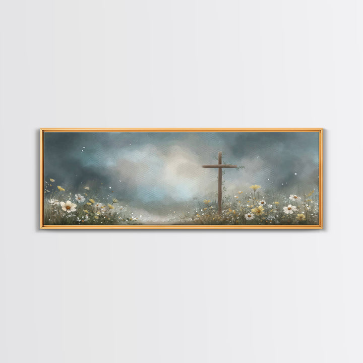Stormlight Hope, Framed Canvas Print, Panoramic Painting, Moody Christian Art, Christian Art Work, Christian Canvas Art, Jesus Painting