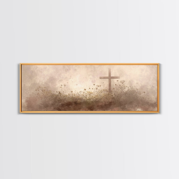 Morning Of Stillness – Framed Canvas Print – Panoramic Frame – Christian Art Canvas – Subtle Christian Paintings – Christian Decor – Jesus