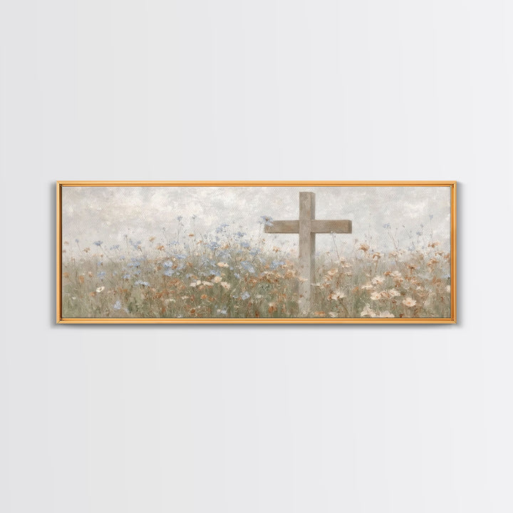 Gentle Faith Field, Framed Canvas Print, Panoramic Wall Art, Christian Art Canvas, Minimalist Christian Art, Christian Decoration, Large Ch