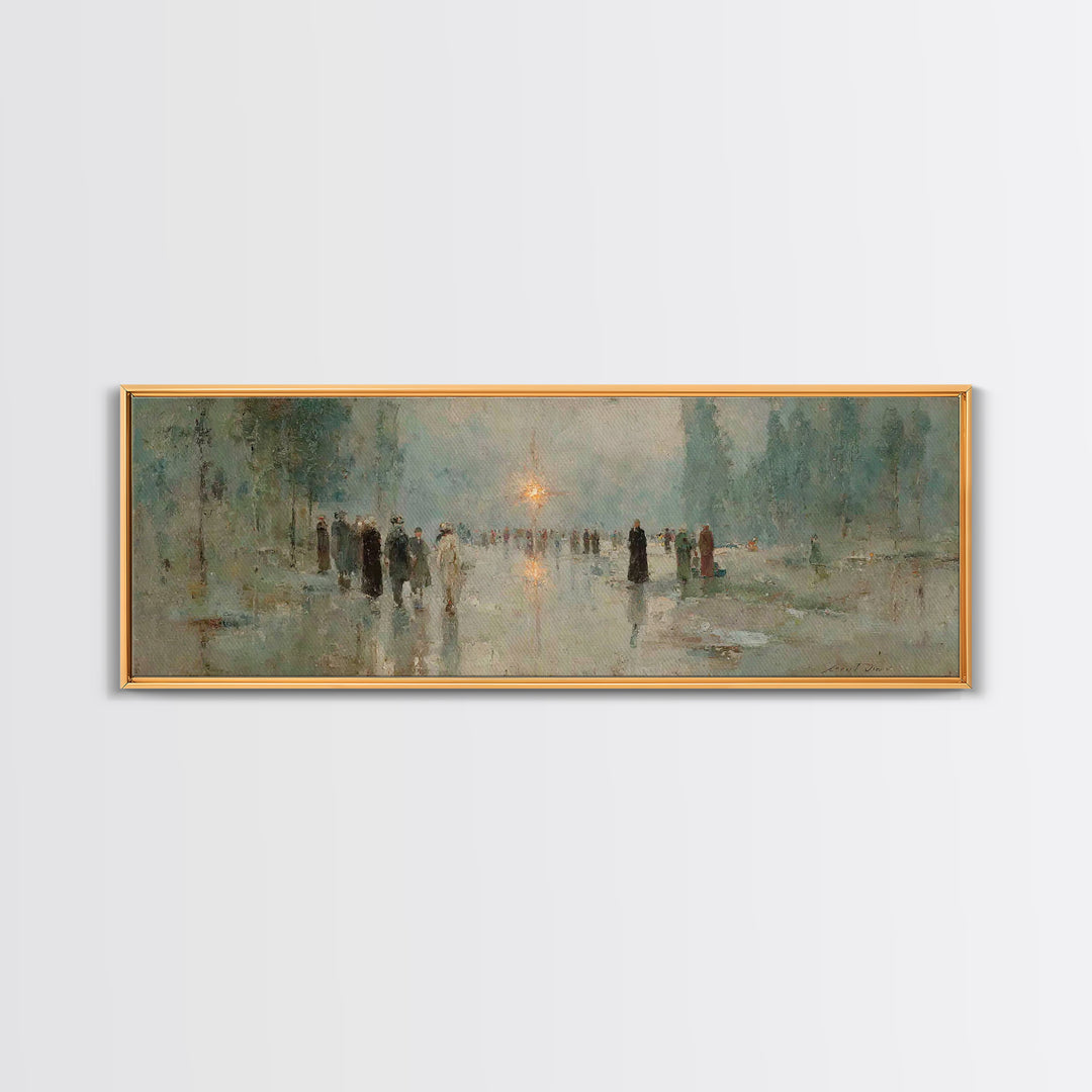 Pilgrims In Light – Framed Canvas Print – Panoramic Painting – Christian Art Print – Vintage Christian Art – Christian Wall Art – Christmas