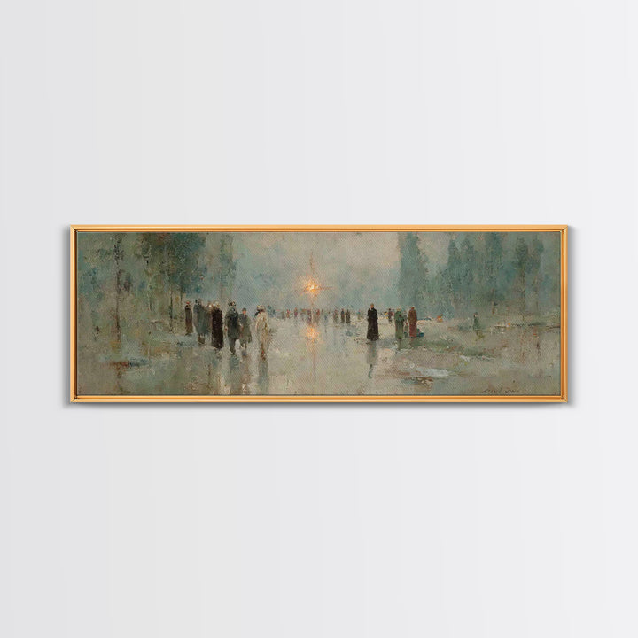Pilgrims In Light – Framed Canvas Print – Panoramic Painting – Christian Art Print – Vintage Christian Art – Christian Wall Art – Christmas