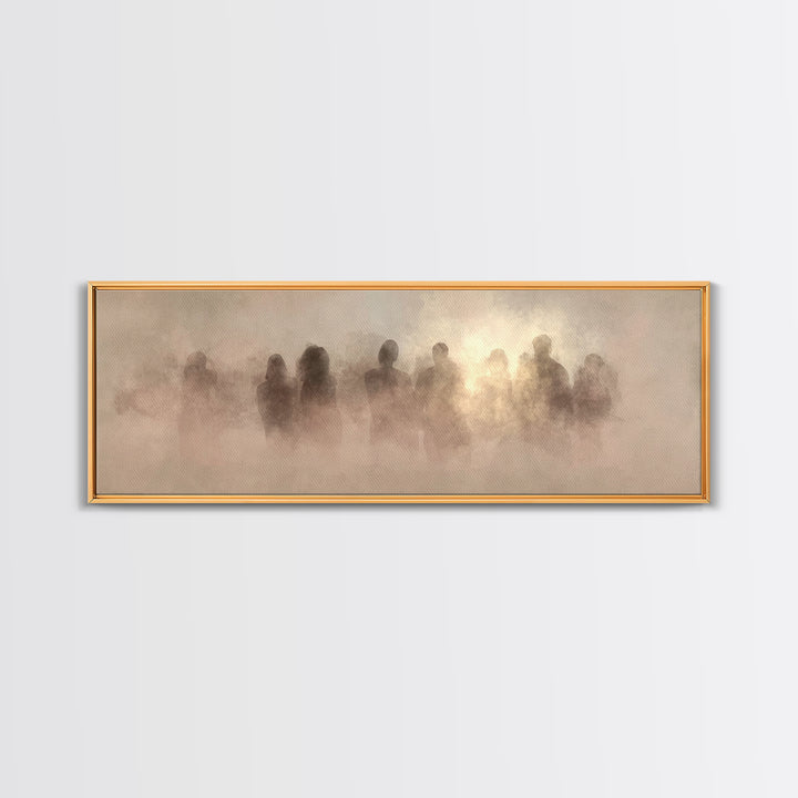 Clouds Of Witnesses | Framed Canvas Print | Panoramic Painting | Christian Art Print | Subtle Christian Art | Christian Wall Art | Vintage