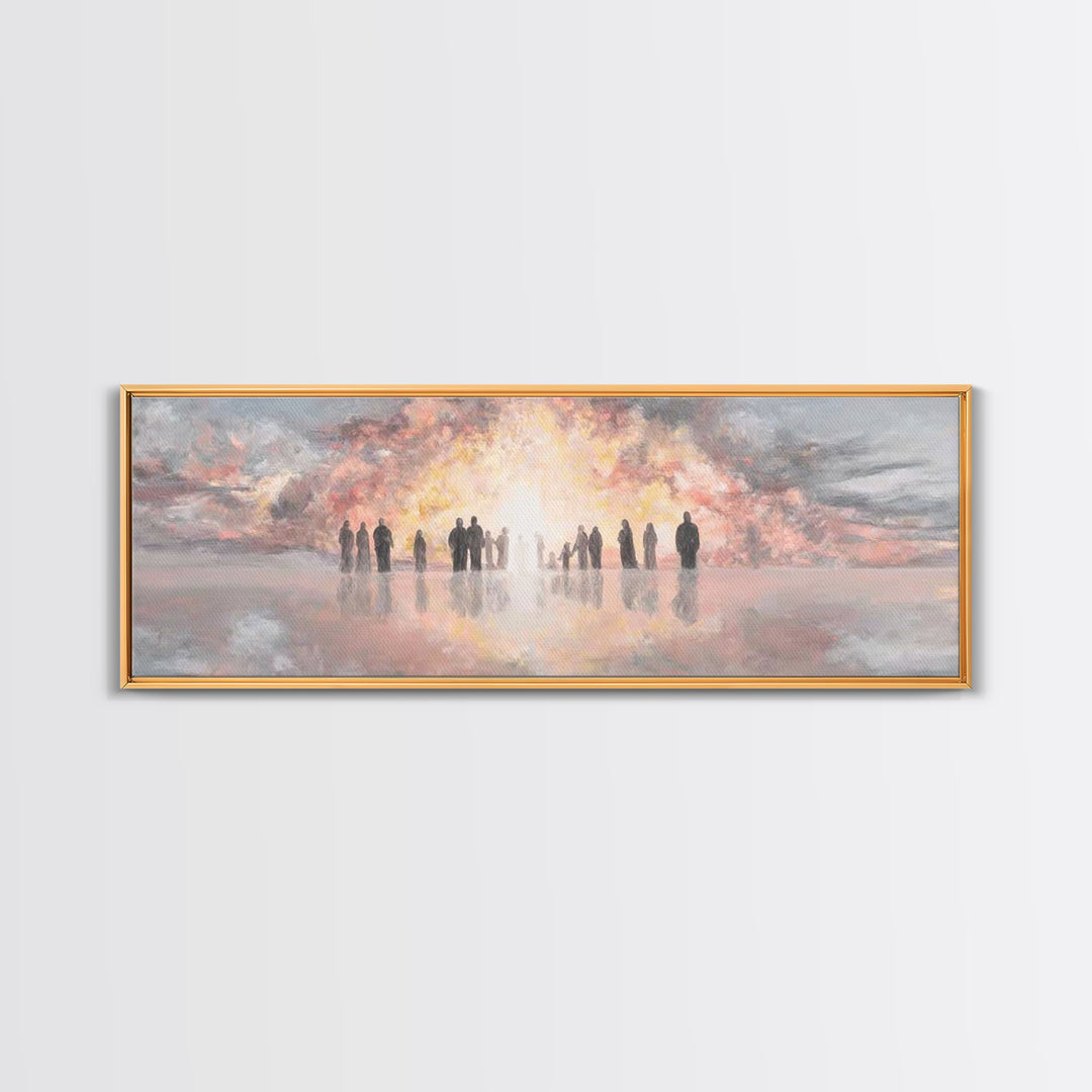 Glory At Dawn – Framed Canvas Print – Panoramic Frame – Christian Art Canvas – Modern Christian Painting – Christian Christmas Art – Christ
