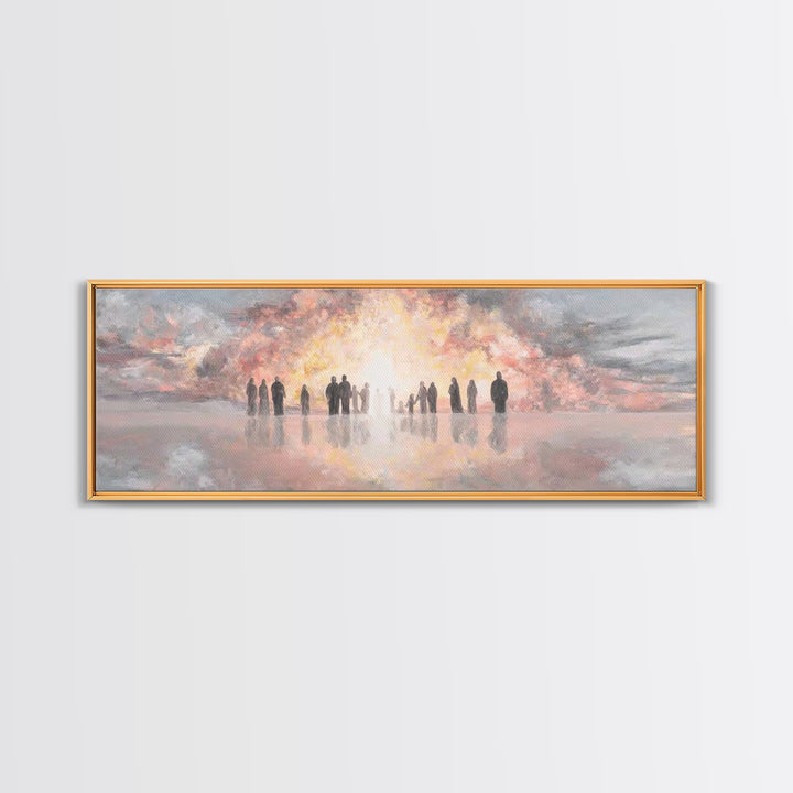 Glory At Dawn – Framed Canvas Print – Panoramic Frame – Christian Art Canvas – Modern Christian Painting – Christian Christmas Art – Christ