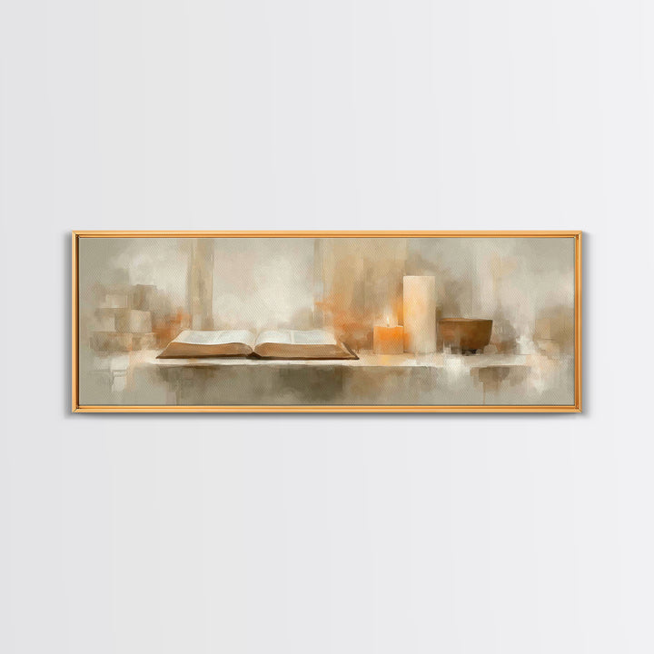 Holy Word Glow, Framed Canvas Print, Panoramic Frame, Minimalist Christian Art, Christian Art Prints, Christian Wall Art, Christian Decorat