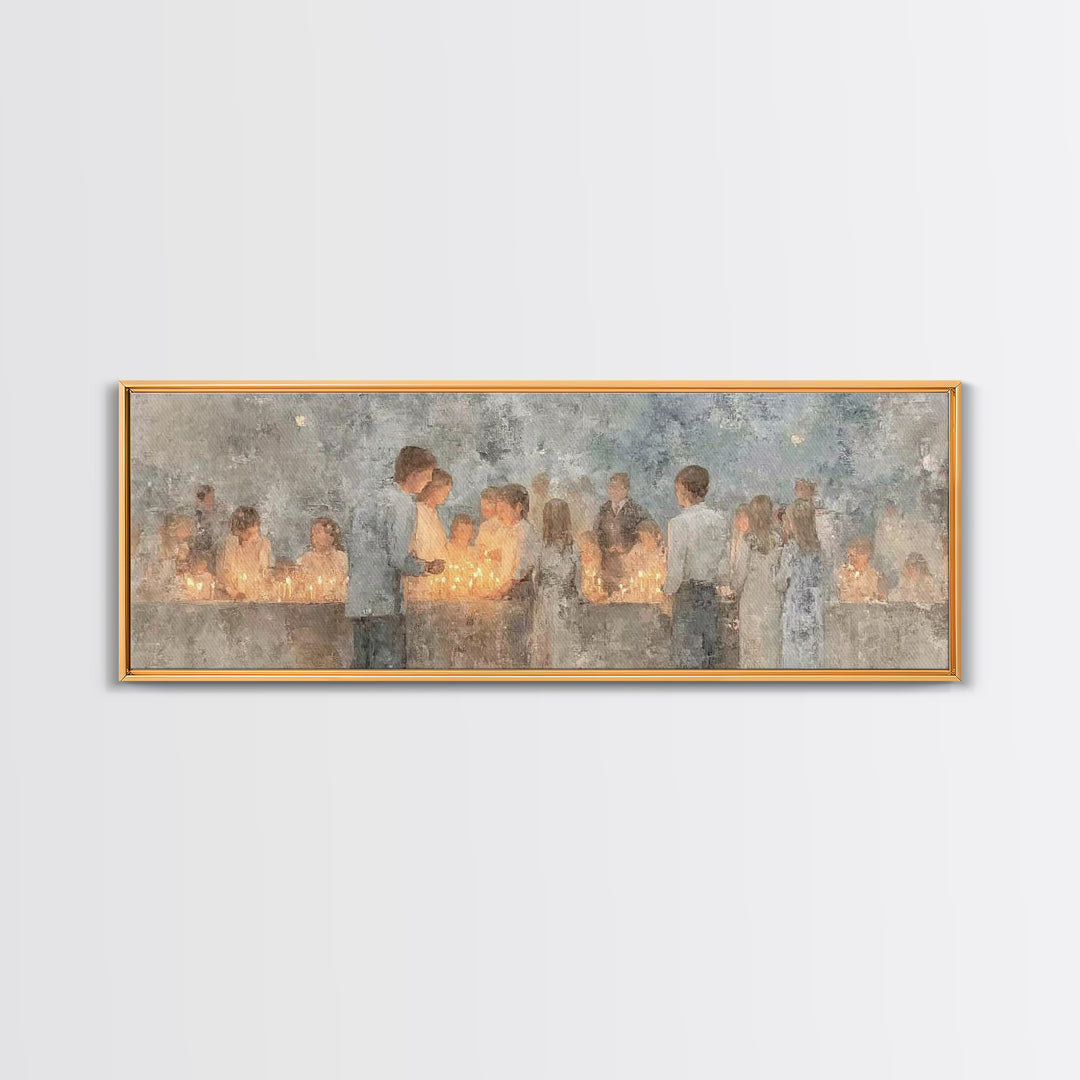 Children Of The Light, Framed Canvas Print, Christian Wall Art, Panoramic Painting, Christian Art Canvas, Christmas Art, Christian Gift