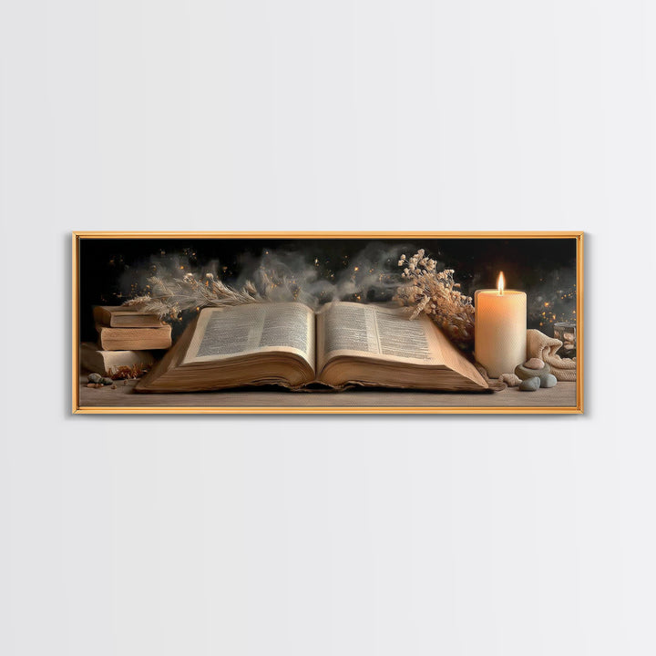 Night Watch Bible – Framed Canvas Print – Panoramic Print – Christian Art Work – Christian Wall Art – Modern Christian Art – Christian Gift