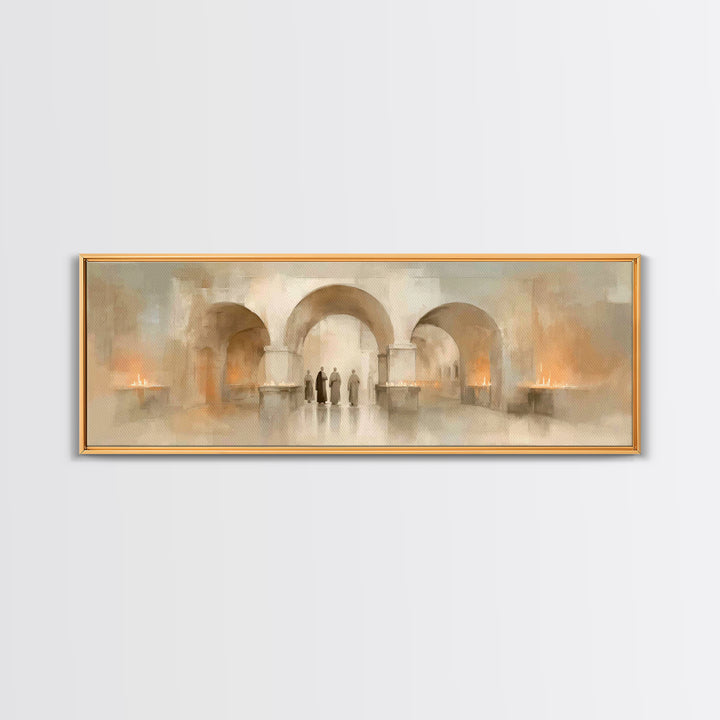 Sacred Procession – Framed Canvas Print – Christian Wall Art – Panoramic Art – Christian Art Canvas – Christmas Art – Christian Decorations