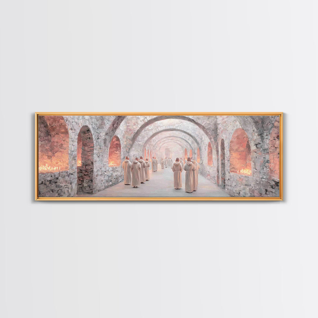 Quiet Reverence | Framed Canvas Print | Christian Art Canvas | Panoramic Painting | Christian Wall Art | Christmas Art | Christian Decor