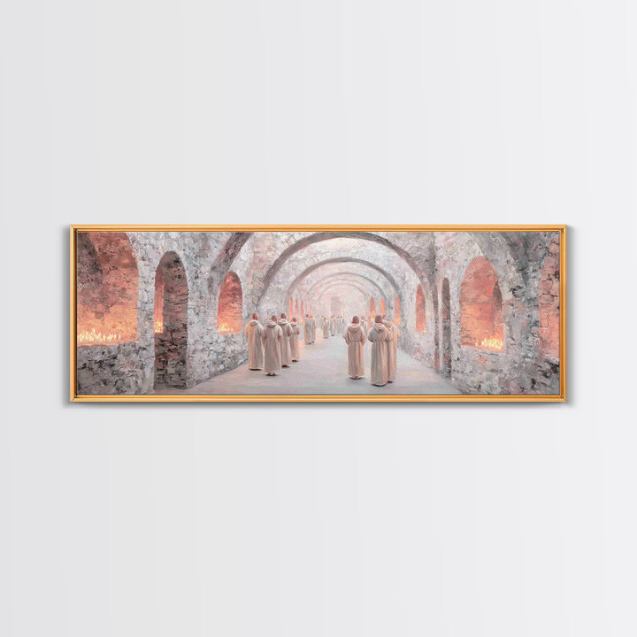 Quiet Reverence | Framed Canvas Print | Christian Art Canvas | Panoramic Painting | Christian Wall Art | Christmas Art | Christian Decor