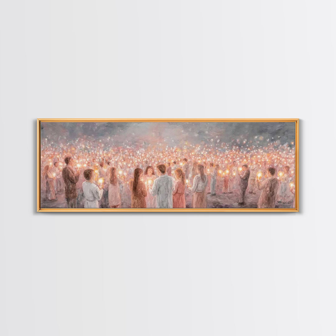 Endless Candle Choir | Framed Canvas Print | Christian Wall Art | Panoramic Print | Christian Art Canvas | Christmas Art | Worship Art
