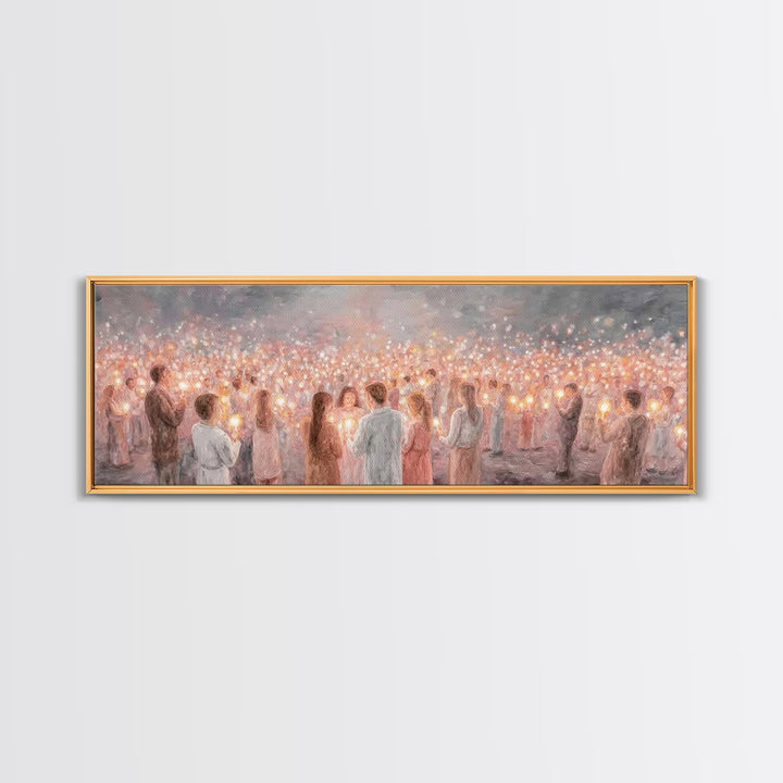 Endless Candle Choir | Framed Canvas Print | Christian Wall Art | Panoramic Print | Christian Art Canvas | Christmas Art | Worship Art