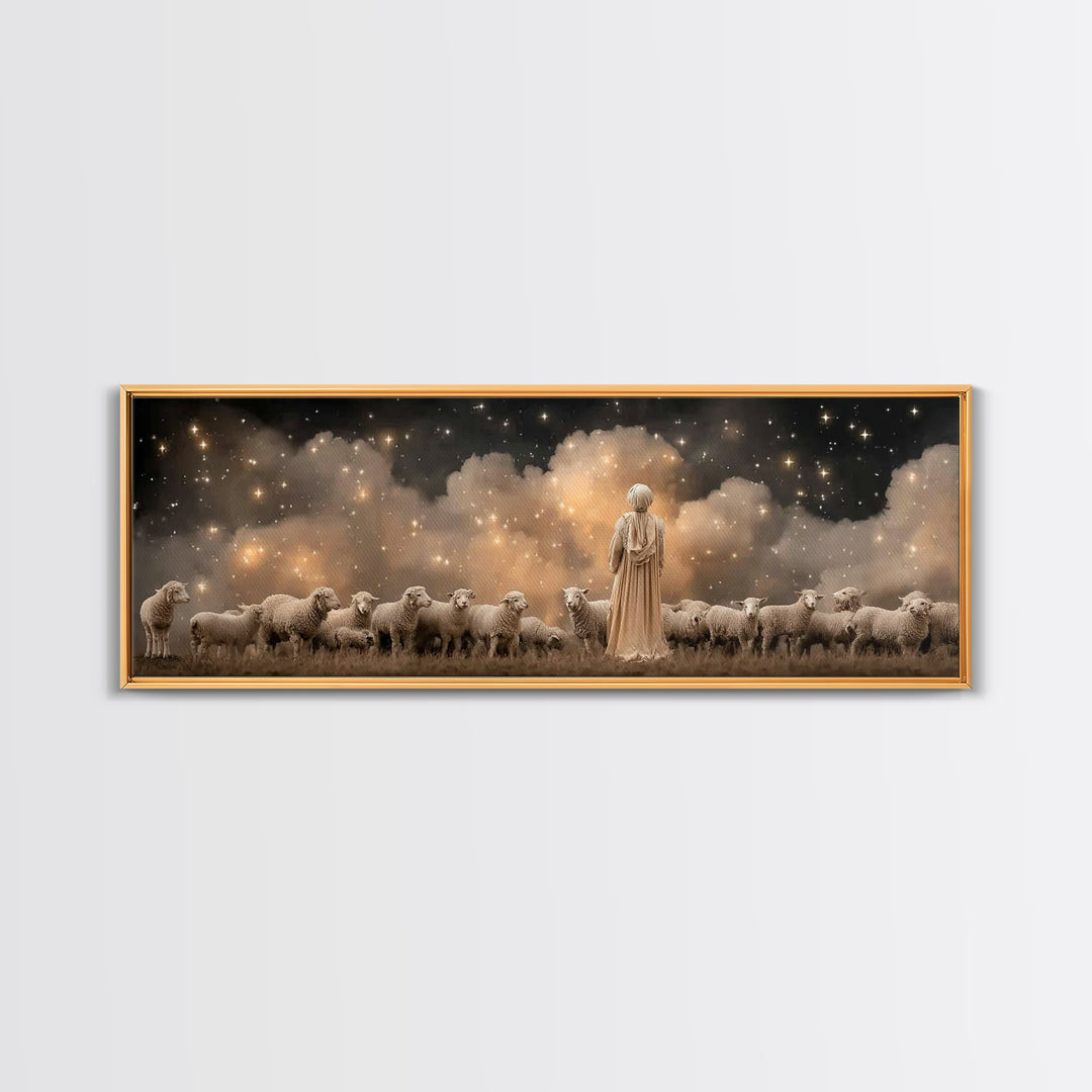 Shepherd’s Wonder – Framed Canvas Print – Christian Christmas Art – Panoramic Wall Art – Christian Art Canvas – Jesus Art Print – Christmas