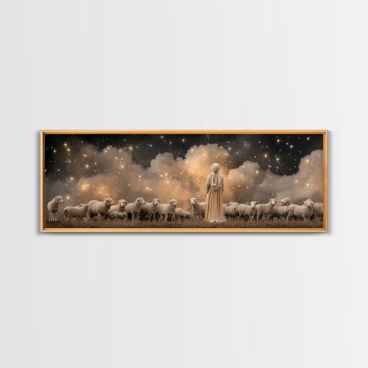 Shepherd’s Wonder – Framed Canvas Print – Christian Christmas Art – Panoramic Wall Art – Christian Art Canvas – Jesus Art Print – Christmas